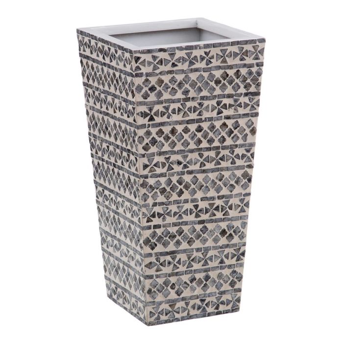 Macetero 31 x 31 x 61 cm Gris Blanco Nácar Macetero 31 x 31 x 61 cm Gris Blanco Nácar