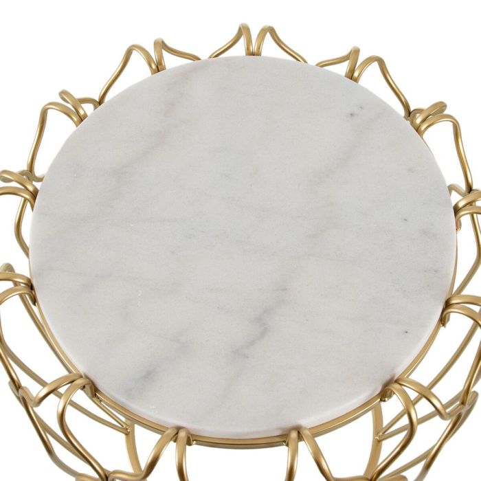 Mesa auxiliar 50 x 50 x 54,6 cm Dorado Metal Blanco Mármol 5