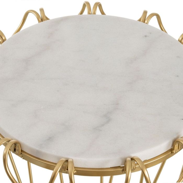 Mesa auxiliar 50 x 50 x 54,6 cm Dorado Metal Blanco Mármol 4