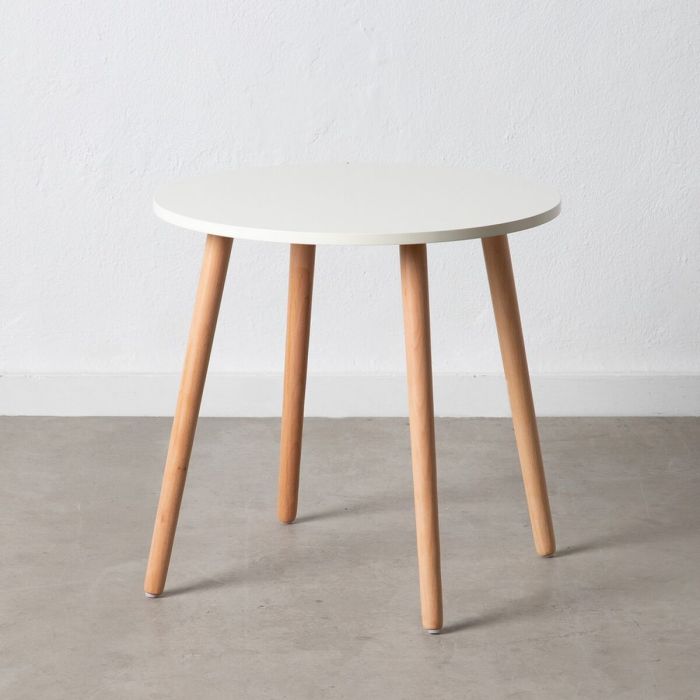 Mesa auxiliar 55 x 55 x 53 cm Natural Madera Blanco DMF Mesa auxiliar 55 x 55 x 53 cm Natural Madera Blanco DMF