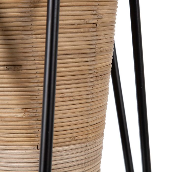 Set de Maceteros 34 x 34 x 58 cm Natural Negro Metal Bambú (2 Unidades) 4