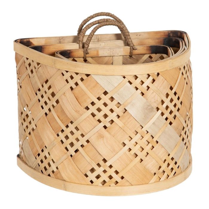 Juego de Cestos 32 x 25 x 24 cm Natural (3 Unidades) 10 Juego de Cestos 32 x 25 x 24 cm Natural (3 Unidades) 10