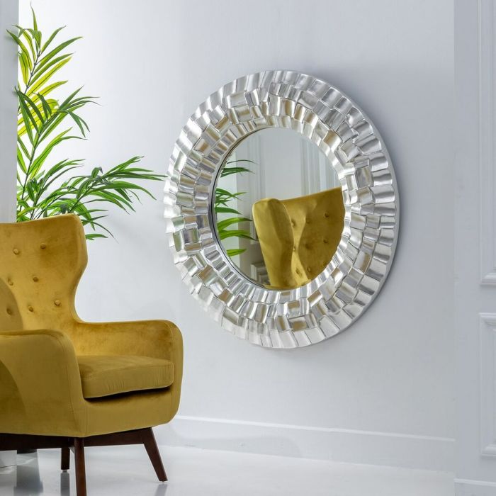 Espejo de pared 118 x 10,2 x 118 cm Cristal Plata Poliuretano 6