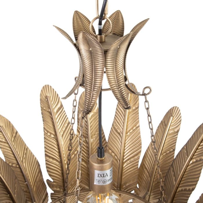 Lámpara de Techo 55 x 55 x 60 cm Hojas Dorado Metal 4