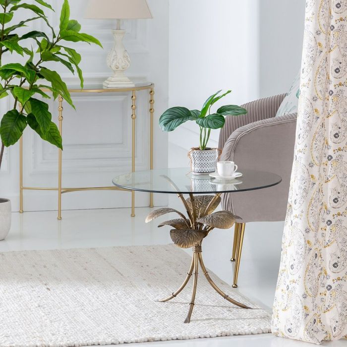 Mesa auxiliar Cristal Dorado Metal 60 x 60 x 45 cm 7 Mesa auxiliar Cristal Dorado Metal 60 x 60 x 45 cm 7