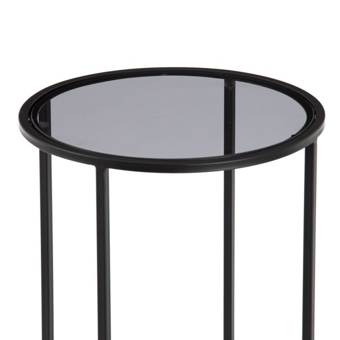 Mesa auxiliar Cristal Negro Metal 40 x 40 x 65 cm 3 Mesa auxiliar Cristal Negro Metal 40 x 40 x 65 cm 3