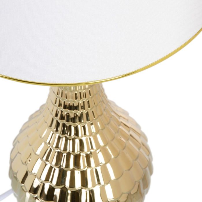 Lámpara de mesa Blanco Dorado Lino Cerámica 60 W 220 V 240 V 220-240 V 32 x 32 x 45,5 cm 7