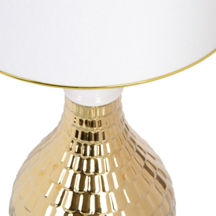 Lámpara de mesa Blanco Dorado Lino Cerámica 60 W 220 V 240 V 220-240 V 34 x 34 x 51 cm 7