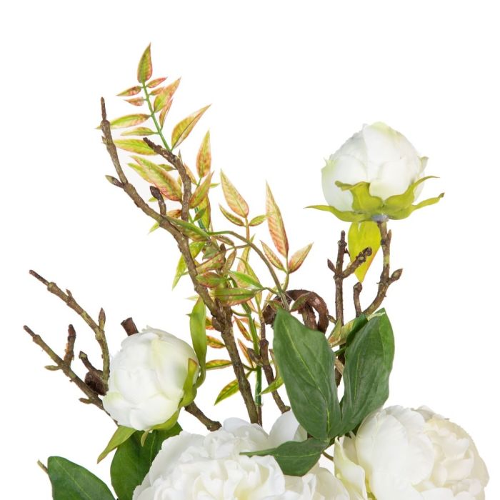 Flores Decorativas 65 x 30 x 18 cm Blanco Peonía 5