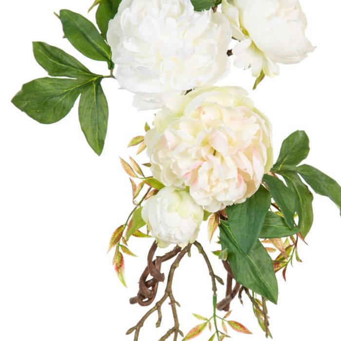 Flores Decorativas 65 x 30 x 18 cm Blanco Peonía 4
