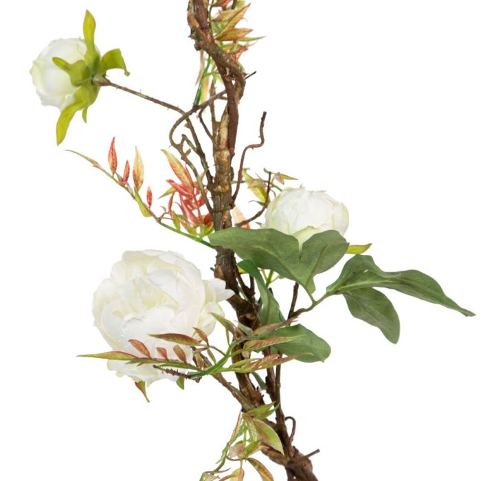 Flores Decorativas 100 x 27 x 20 cm Blanco Peonía 3