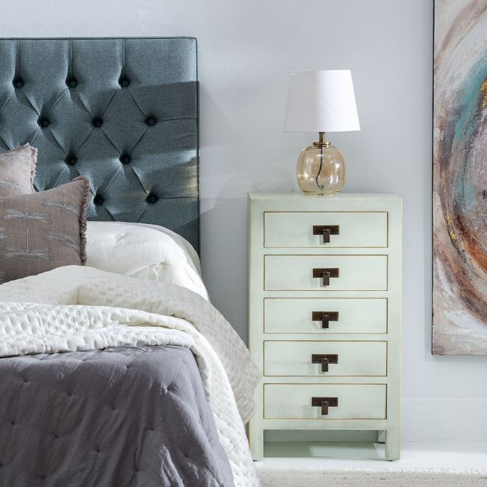 Mesita de Noche 44 x 34 x 77 cm Madera Verde Claro DMF 6 Mesita de Noche 44 x 34 x 77 cm Madera Verde Claro DMF 6