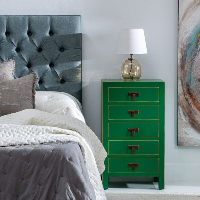 Mesita de Noche 44 x 34 x 77 cm Madera Verde DMF 6 Mesita de Noche 44 x 34 x 77 cm Madera Verde DMF 6