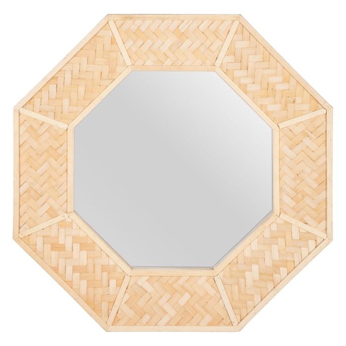 Espejo de pared 81 x 6,5 x 81 cm Natural Bambú