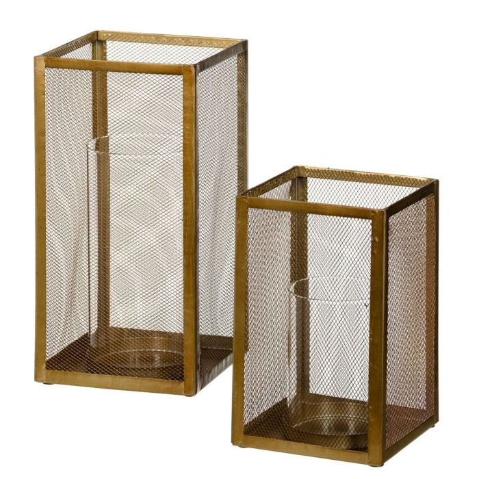 Portavelas Cristal Dorado Metal 18 x 18 x 35,5 cm 1 Portavelas Cristal Dorado Metal 18 x 18 x 35,5 cm 1