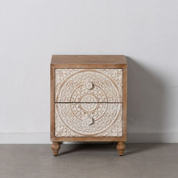 Mesita de Noche SHABBY CHIC 47 x 43 x 58 cm Natural Madera Blanco 1 Mesita de Noche SHABBY CHIC 47 x 43 x 58 cm Natural Madera Blanco 1