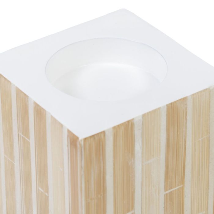 Portavelas Beige Bambú Madera MDF 10,5 x 10,5 x 10,5 cm 3