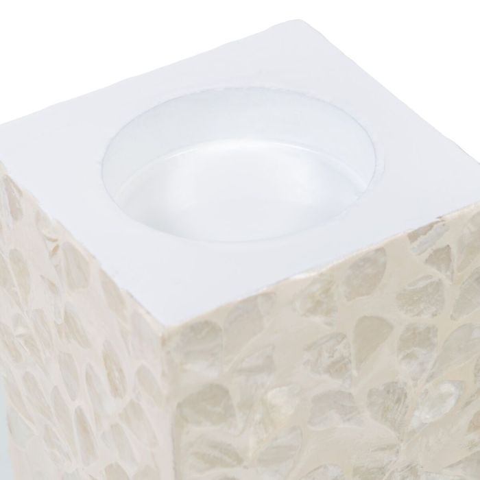 Portavelas Beige Nácar Madera MDF 10,5 x 10,5 x 16 cm 3