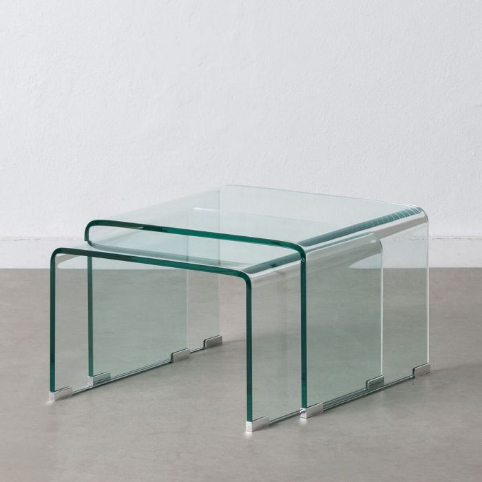 Mesa auxiliar 50 x 45 x 33 cm Transparente (2 Unidades) 1 Mesa auxiliar 50 x 45 x 33 cm Transparente (2 Unidades) 1