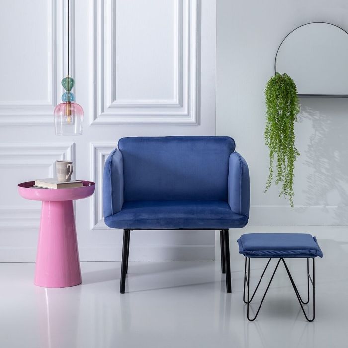 Sillón Tejido Sintético Azul Metal 9