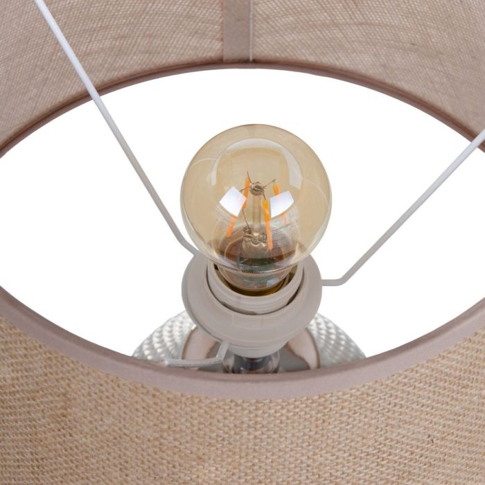Lámpara de mesa Beige Plateado Arpillera Cerámica 60 W 220 V 240 V 220-240 V 26 x 26 x 49,5 cm 2