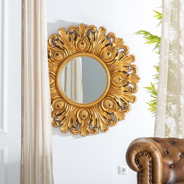 Espejo de pared 108 x 3,5 x 108 cm Cristal Dorado Madera 5