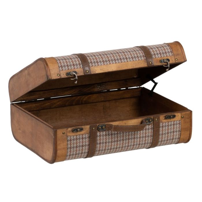 Juego de Baúles 50 x 36 x 20 cm Tejido Sintético Madera Cuadros (2 Piezas) 8 Juego de Baúles 50 x 36 x 20 cm Tejido Sintético Madera Cuadros (2 Piezas) 8