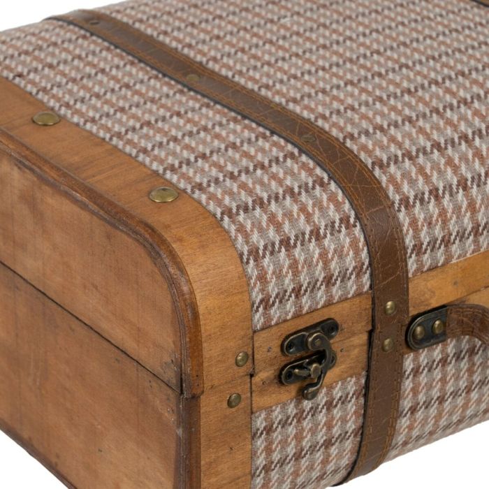 Juego de Baúles 50 x 36 x 20 cm Tejido Sintético Madera Cuadros (2 Piezas) 7 Juego de Baúles 50 x 36 x 20 cm Tejido Sintético Madera Cuadros (2 Piezas) 7