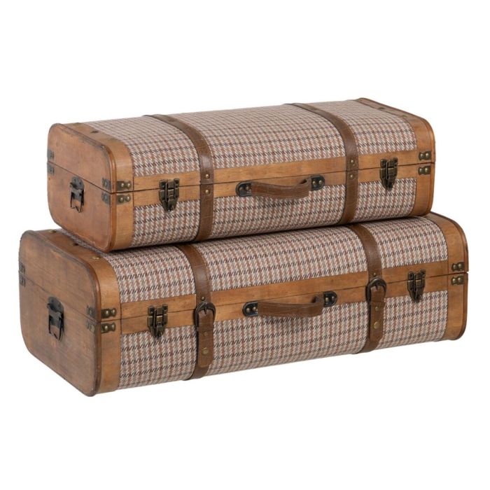Juego de Baúles 80 x 41,5 x 25 cm Tejido Sintético Madera Cuadros (2 Piezas) Juego de Baúles 80 x 41,5 x 25 cm Tejido Sintético Madera Cuadros (2 Piezas)