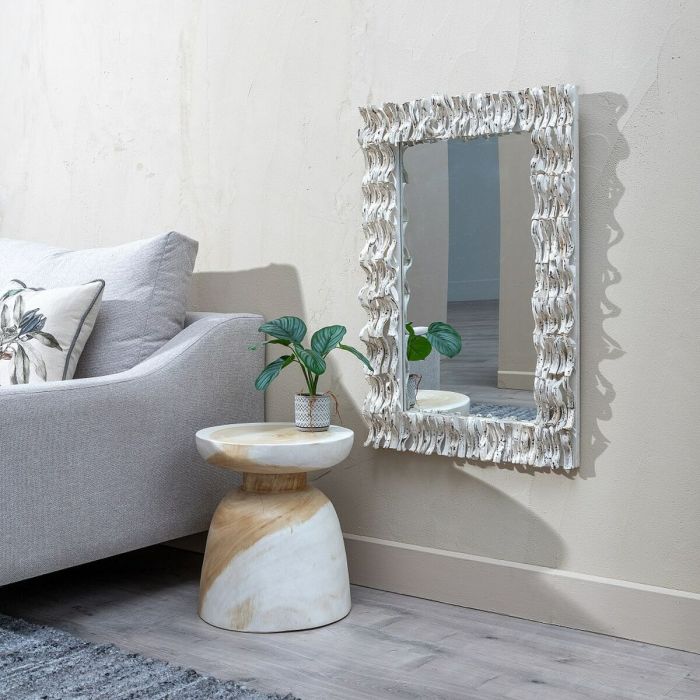Espejo de pared 60 x 8 x 90 cm madera de teca Blanco 1