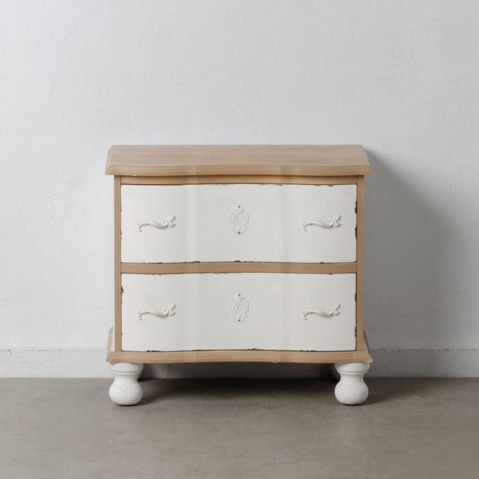 Mesita de Noche 60 x 35 x 55 cm Natural Blanco Madera de abeto 1 Mesita de Noche 60 x 35 x 55 cm Natural Blanco Madera de abeto 1