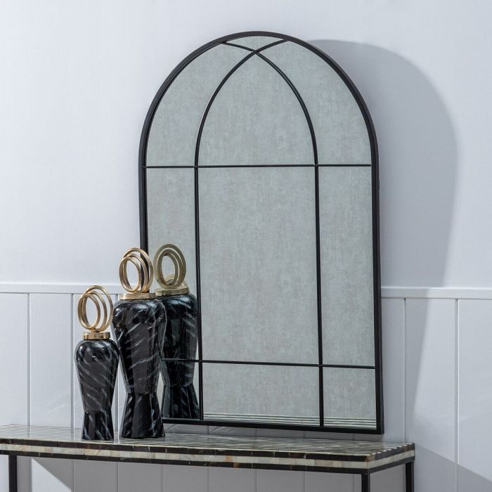 Espejo de pared 80 x 2,5 x 120 cm Negro Metal Ventana 6 Espejo de pared 80 x 2,5 x 120 cm Negro Metal Ventana 6
