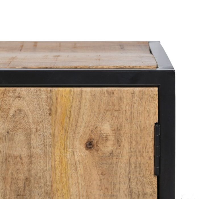 Mueble de TV MARA Natural Negro Madera Hierro 150 x 40 x 55 cm 7