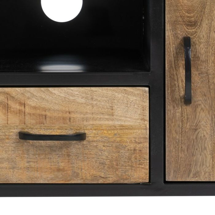 Mueble de TV MARA Natural Negro Madera Hierro 150 x 40 x 55 cm 4