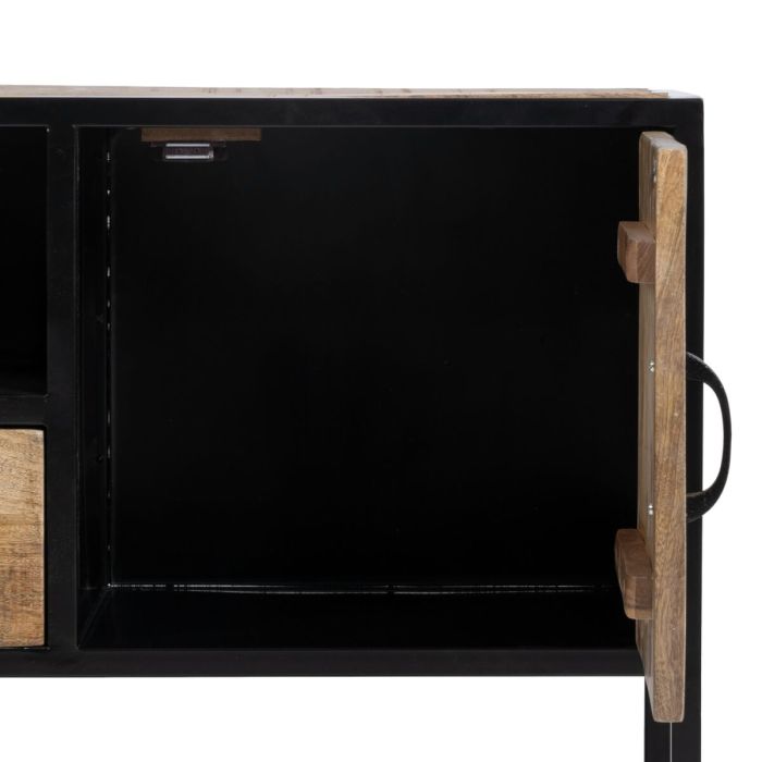 Mueble de TV MARA Natural Negro Madera Hierro 150 x 40 x 55 cm 2