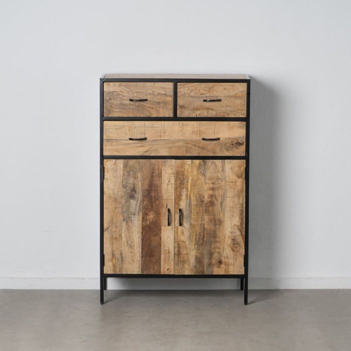 Armario MANGO 85 x 40 x 130 cm Natural Negro Madera Hierro 1 Armario MANGO 85 x 40 x 130 cm Natural Negro Madera Hierro 1