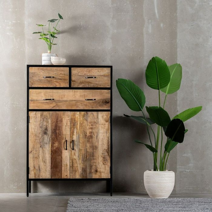 Armario MANGO 85 x 40 x 130 cm Natural Negro Madera Hierro 10 Armario MANGO 85 x 40 x 130 cm Natural Negro Madera Hierro 10