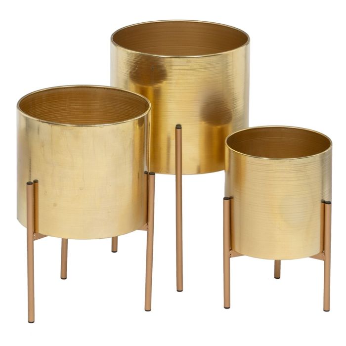 Set de Maceteros Dorado Metal 23 x 23 x 40 cm (3 Piezas) Set de Maceteros Dorado Metal 23 x 23 x 40 cm (3 Piezas)