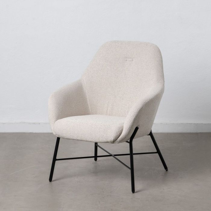 Sillón 65 x 65 x 77 cm Tejido Sintético Beige Metal Sillón 65 x 65 x 77 cm Tejido Sintético Beige Metal