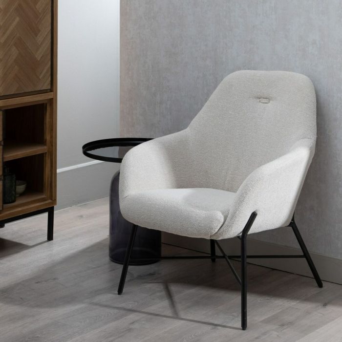 Sillón 65 x 65 x 77 cm Tejido Sintético Beige Metal 10 Sillón 65 x 65 x 77 cm Tejido Sintético Beige Metal 10