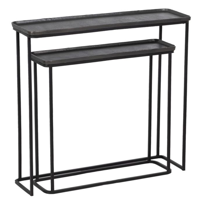 Recibidor 84 x 26 x 78 cm Negro Gris Metal (2 Unidades)