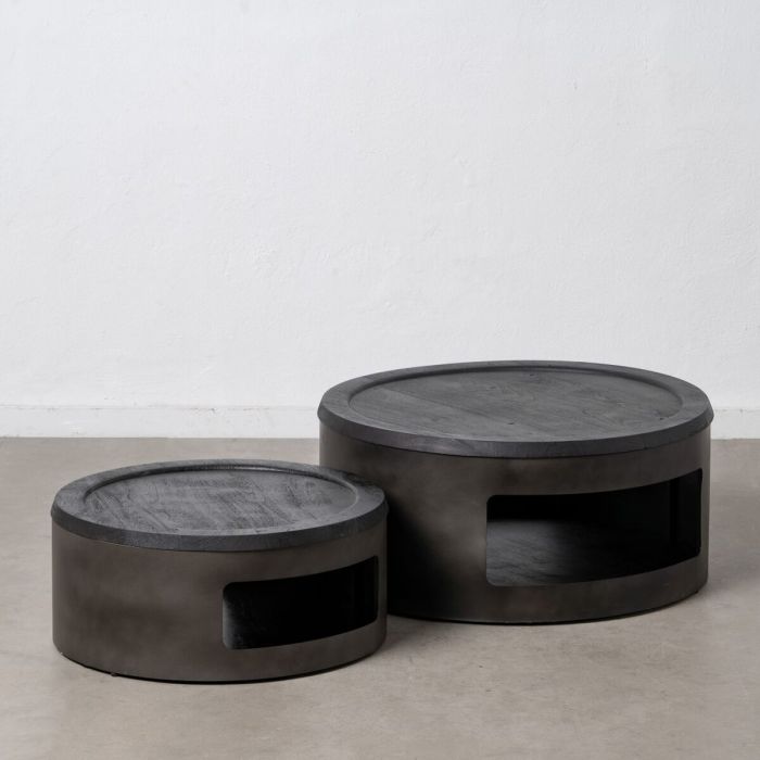 Mesa de Centro 75 x 75 x 34 cm Madera Hierro 2 Unidades