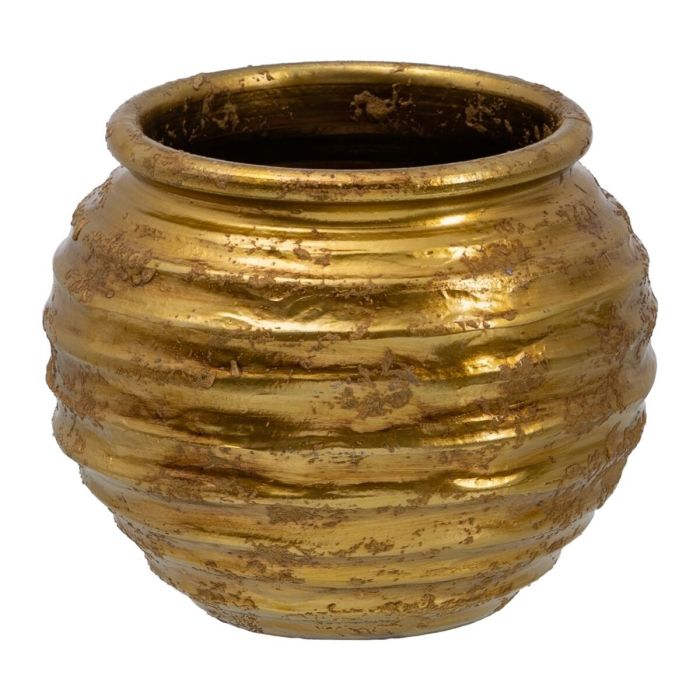 Macetero 30 x 30 x 27 cm Cerámica Dorado Macetero 30 x 30 x 27 cm Cerámica Dorado