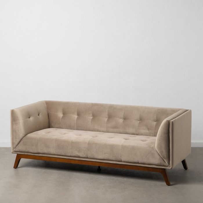 Sofá 198 x 81 x 72 cm Champán Tejido Sintético Madera Terciopelo 10 Sofá 198 x 81 x 72 cm Champán Tejido Sintético Madera Terciopelo 10