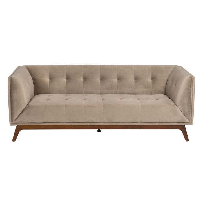 Sofá 198 x 81 x 72 cm Champán Tejido Sintético Madera Terciopelo Sofá 198 x 81 x 72 cm Champán Tejido Sintético Madera Terciopelo