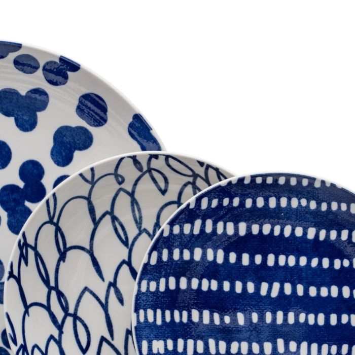 Vajilla 18 Piezas Porcelana Azul Blanco 1 cm 7 Vajilla 18 Piezas Porcelana Azul Blanco 1 cm 7