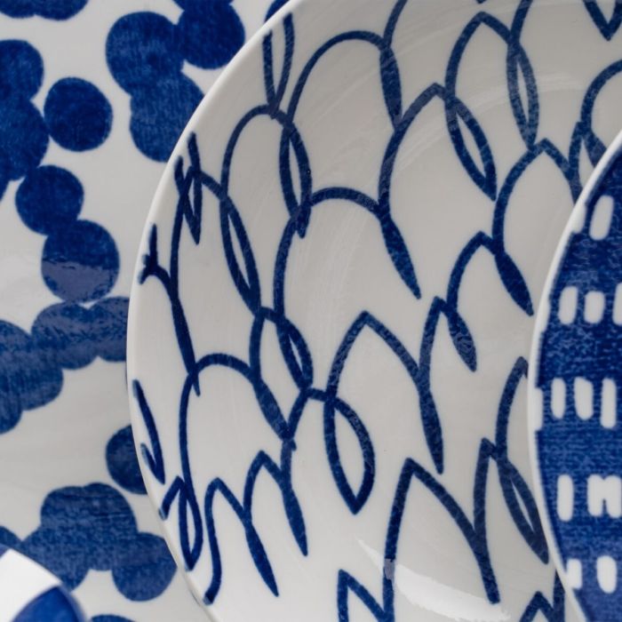 Vajilla 18 Piezas Porcelana Azul Blanco 1 cm 5 Vajilla 18 Piezas Porcelana Azul Blanco 1 cm 5
