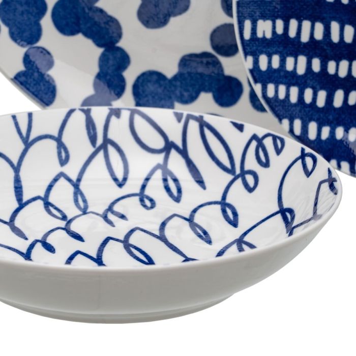 Vajilla 18 Piezas Porcelana Azul Blanco 1 cm 4 Vajilla 18 Piezas Porcelana Azul Blanco 1 cm 4