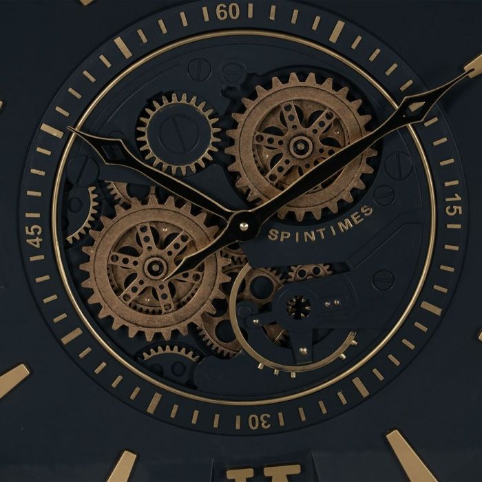 Reloj de Pared Negro Dorado Cristal Hierro 59 x 8,5 x 59 cm (3 Unidades) 6