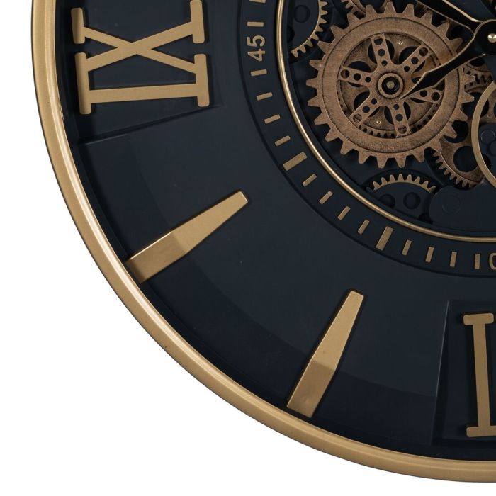 Reloj de Pared Negro Dorado Cristal Hierro 59 x 8,5 x 59 cm (3 Unidades) 5